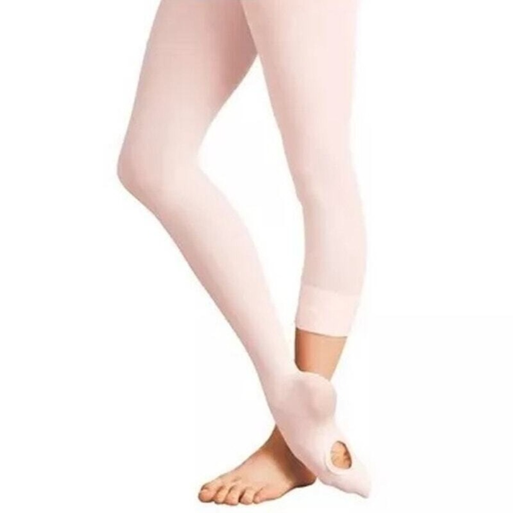 Body Wrappers Convertible Tights Girls M/L‎ Ballet Pink Supplex Lycra NWT Dance